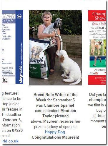 Maureen with Fathom (English Setter) and Noggin (Clumber Spaniel)